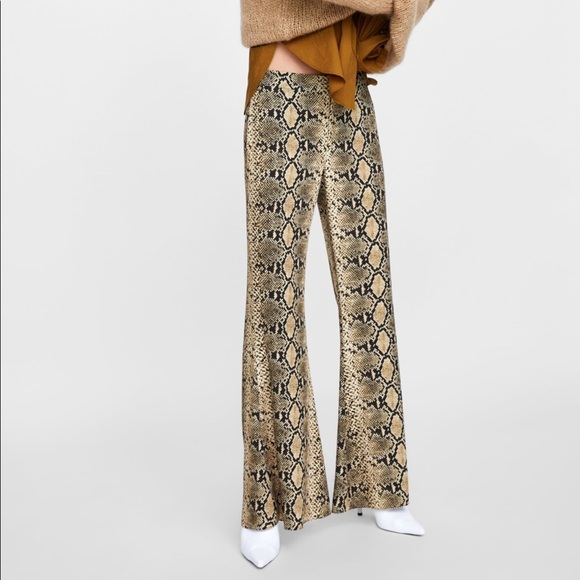Zara Pants - Zara Snakeskin Print Flared Pants
